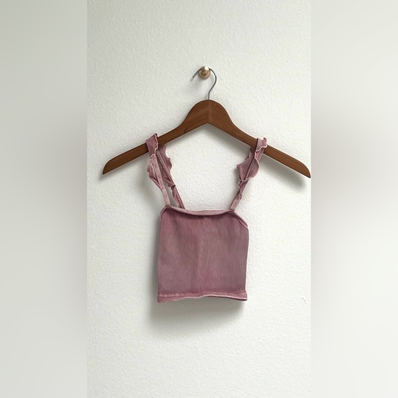 FP Movement by Free People Tops - Free People Movement, Pink Ruffled Strap Crop Top, XS/S